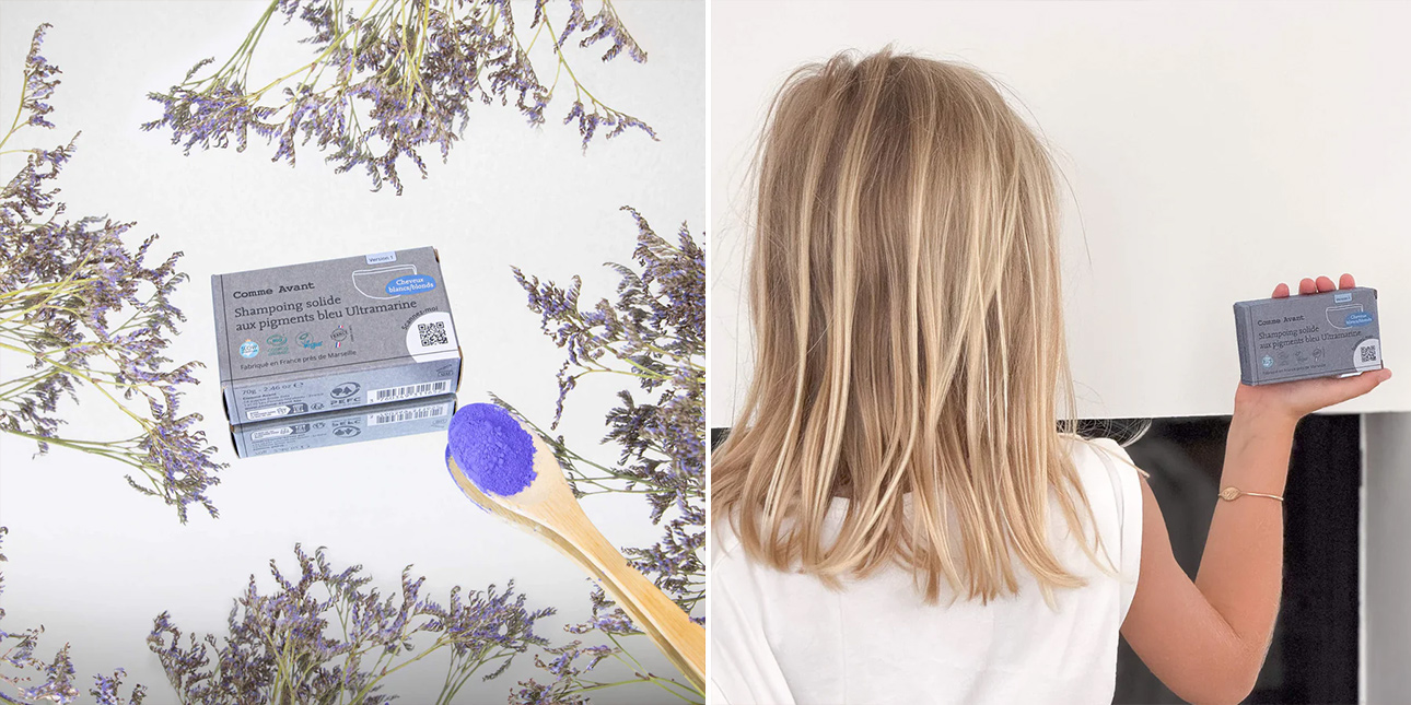 Shampoing Solide aux Pigments Bleu Ultramarine - Cheveux Blancs/Blonds - Comme Avant