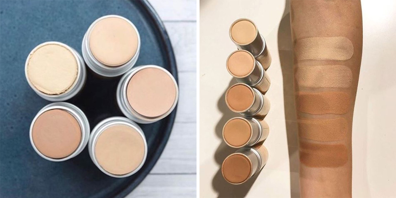 swatch fond de teint couleur caramel