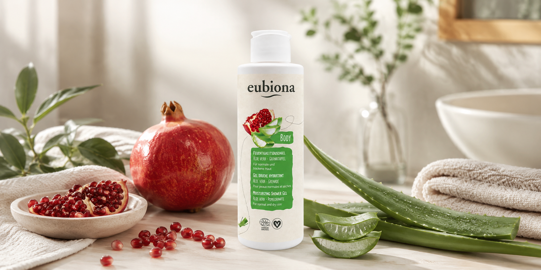 Gel Douche Hydratant - Aloe Vera & Grenade - Eubiona