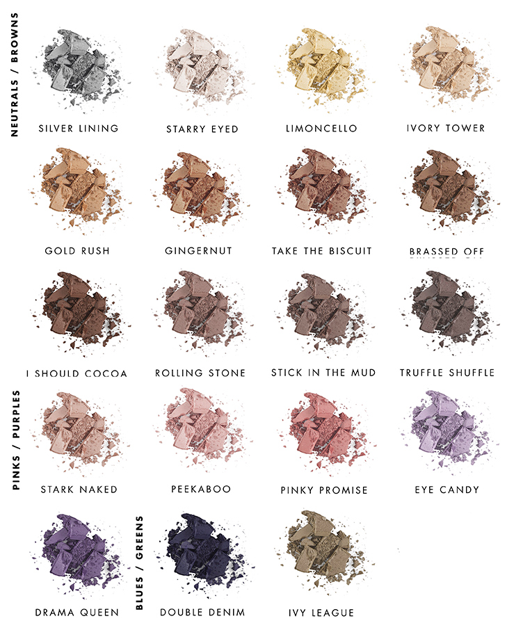 Comparaison de couleurs des fards à paupières Lily Lolo