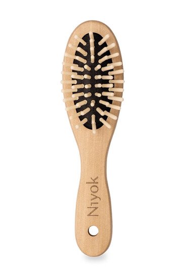 Brosse à Cheveux avec Picots de Massage en Bois - Petite