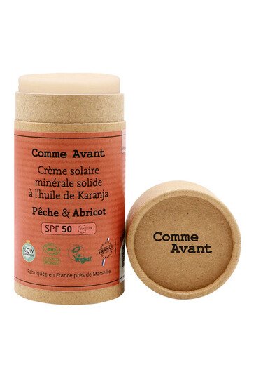 Crème Solaire Minérale Solide SPF50 - Pêche & Abricot - Comme Avant