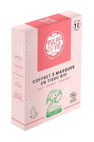 Coffret 3 Masques en Tissu Bio - Pulpe de Vie