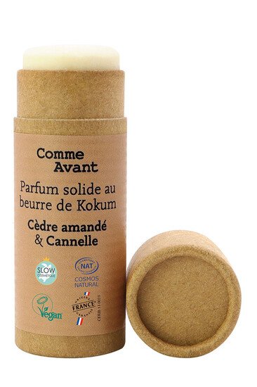 Parfum Solide au Beurre de Kokum Bio - Cédre Amandé & Cannelle - Comme Avant