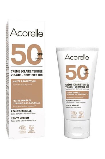 Crème Solaire Visage Teinté - SPF50 - Acorelle - Claire