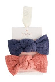 Lot de 2 Barrettes Nœud Gaze de Coton - Bachca