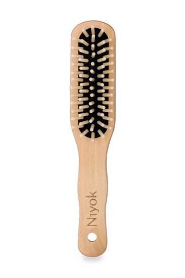 Brosse à Cheveux Allongé avec Picots de Massage en Bois - Niyok